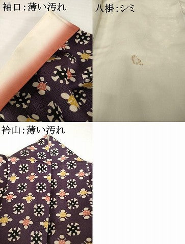 平和屋着物■上質な小紋 型染め 丸文 鬼しぼ縮緬 正絹 逸品 AABG2566ck