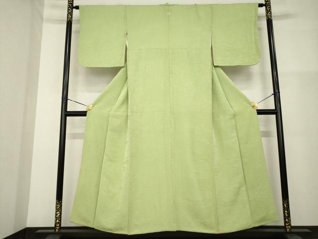 平和屋着物■上質な色無地 流水地紋 黄海松茶色 正絹 逸品 AABG2576ck