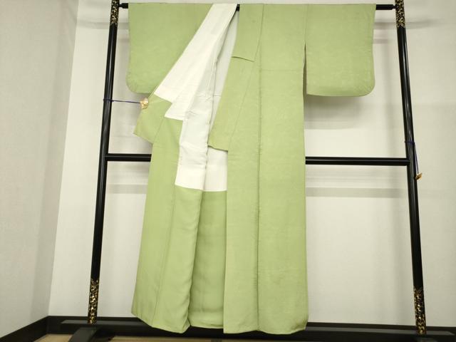 平和屋着物■上質な色無地 流水地紋 黄海松茶色 正絹 逸品 AABG2576ck