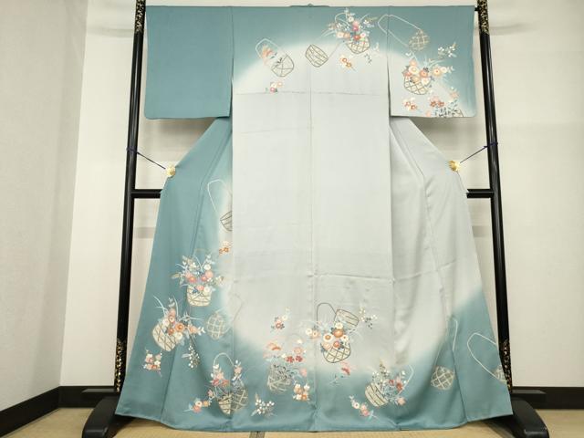 平和屋着物●訪問着 花篭文 暈し染め 正絹 逸品 未使用 AABG2639ck