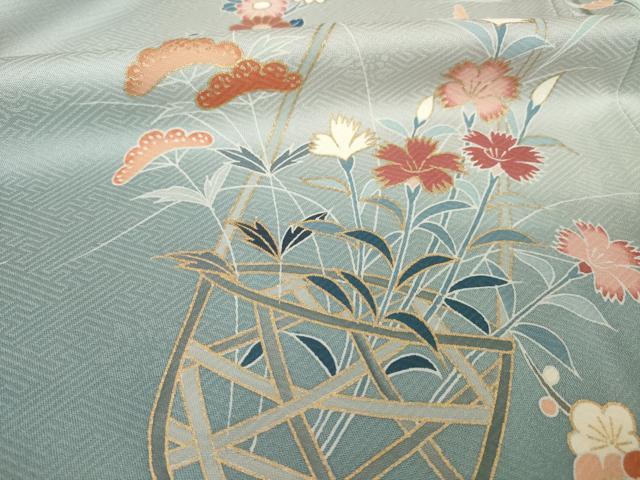 平和屋着物●訪問着 花篭文 暈し染め 正絹 逸品 未使用 AABG2639ck