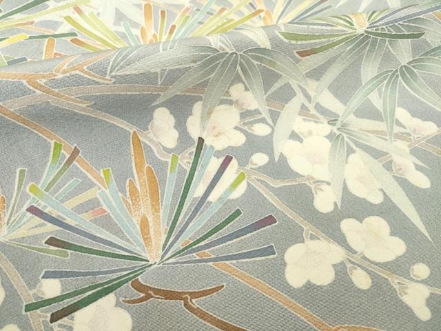 平和屋着物●訪問着 友禅 作家物 松彩 松竹梅 暈し染め 正絹 逸品 AABG2666ck
