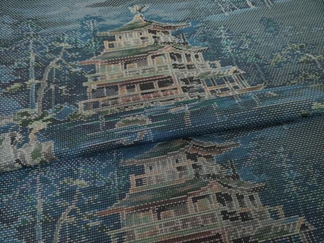 平和屋着物●都喜ヱ門 本場大島紬 一元7マルキ 総絣 風景文 藤絹織物謹製 正絹 逸品 AABG2672ck