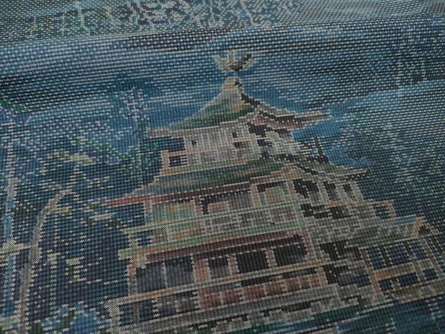 平和屋着物●都喜ヱ門 本場大島紬 一元7マルキ 総絣 風景文 藤絹織物謹製 正絹 逸品 AABG2672ck
