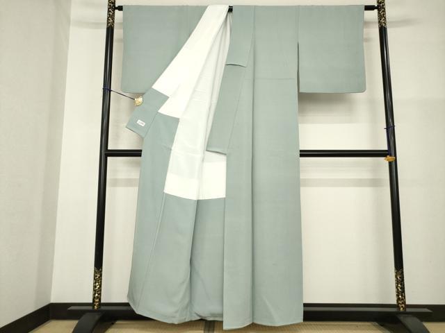 平和屋着物●上質な色無地 利休鼠色 正絹 逸品 AABG2676ck