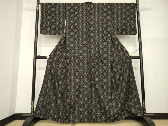 平和屋着物●本場大島紬 緯総絣 麻の葉文様 正絹 逸品 AABG2678ck