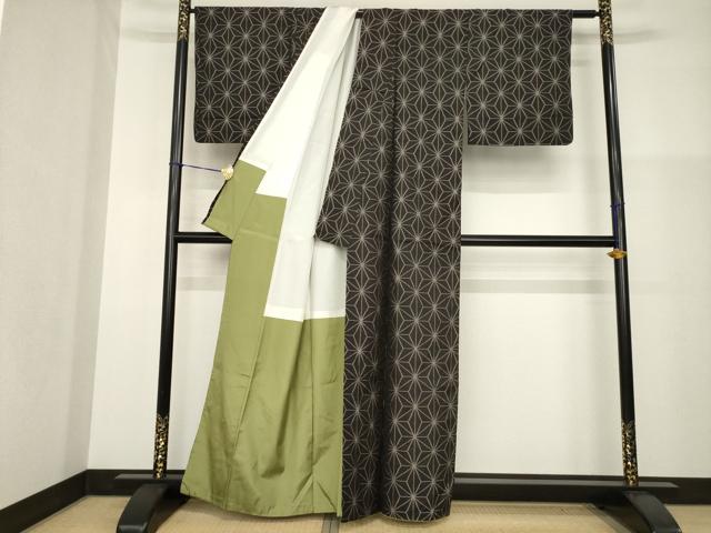 平和屋着物●本場大島紬 緯総絣 麻の葉文様 正絹 逸品 AABG2678ck