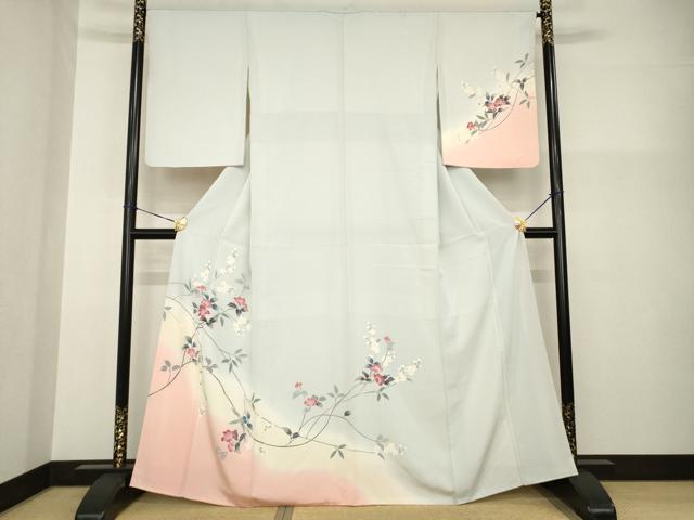 平和屋着物●訪問着 友禅 枝花文 暈し染め 正絹 逸品 AABG2680ck