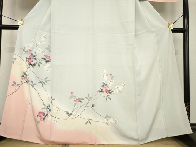 平和屋着物●訪問着 友禅 枝花文 暈し染め 正絹 逸品 AABG2680ck