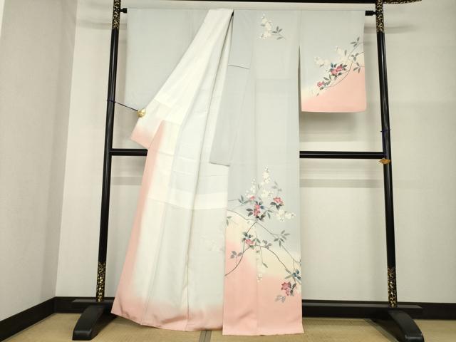 平和屋着物●訪問着 友禅 枝花文 暈し染め 正絹 逸品 AABG2680ck