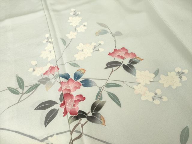平和屋着物●訪問着 友禅 枝花文 暈し染め 正絹 逸品 AABG2680ck