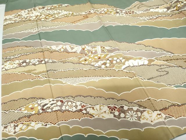平和屋着物●青山みとも 訪問着 雪輪鹿の子吉祥草花文 金彩 正絹 逸品 AABG2684cs