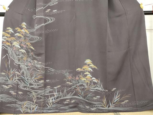 平和屋着物●創業460年・千總 訪問着 刺繍 松竹梅流水風景文 三越扱い 正絹 逸品 未使用 AABG2686cs