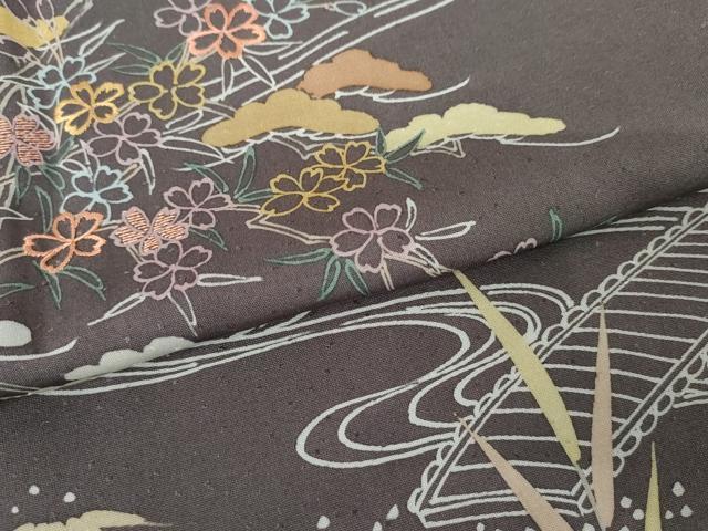 平和屋着物●創業460年・千總 訪問着 刺繍 松竹梅流水風景文 三越扱い 正絹 逸品 未使用 AABG2686cs