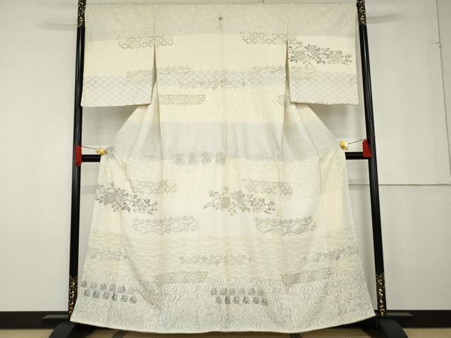 平和屋着物●訪問着　花兎　花唐草　有栖川文様　銀彩　正絹　逸品　AABG2691cs 平和屋着物○訪問着 花兎 花唐草 有栖川文様 銀彩 正絹 逸品
