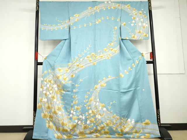 平和屋着物●京友禅作家 池内路一 訪問着 胡蝶蘭 金彩 正絹 逸品 AABG2709cs