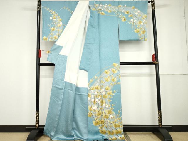 平和屋着物●京友禅作家 池内路一 訪問着 胡蝶蘭 金彩 正絹 逸品 AABG2709cs