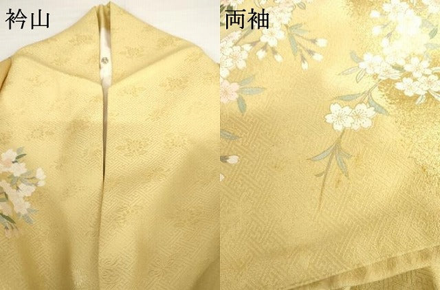 平和屋着物●訪問着 駒刺繍 枝垂れ桜文 暈し染め 金彩 正絹 逸品 AABG2711cs