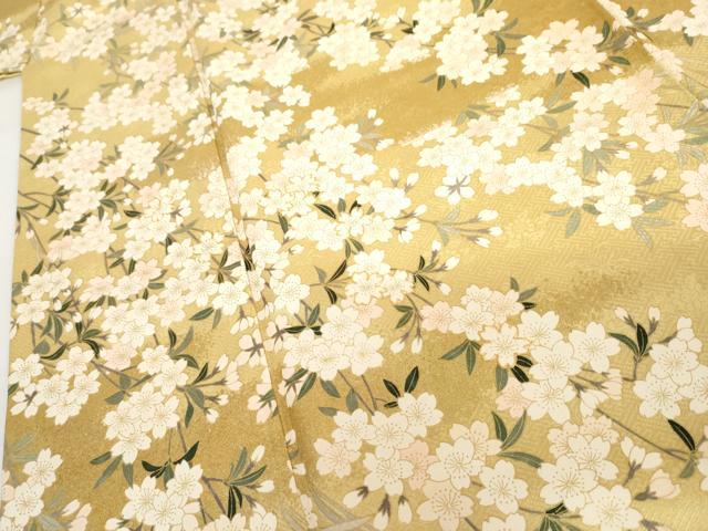 平和屋着物●訪問着 駒刺繍 枝垂れ桜文 暈し染め 金彩 正絹 逸品 AABG2711cs