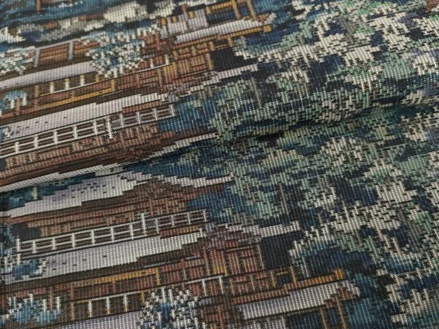 平和屋着物●本場大島紬 泥染め カタス7マルキ 総絣 風景文 くぼた謹製 優粋 証紙付き 正絹 逸品 AABG2718cs