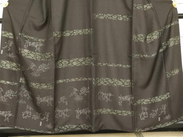 平和屋着物●訪問着 すかし織 鳥獣戯画 正絹 逸品 AABG2720cs