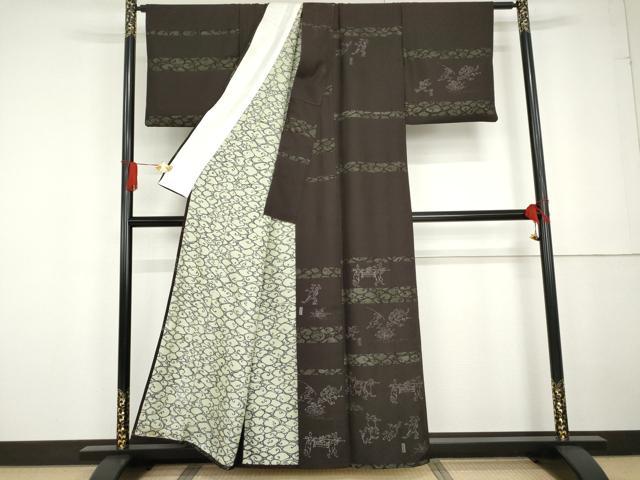 平和屋着物●訪問着 すかし織 鳥獣戯画 正絹 逸品 AABG2720cs