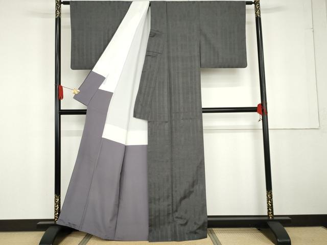 平和屋着物●博多織 黒田紬 吉祥間道 正絹 逸品 AABG2725cs