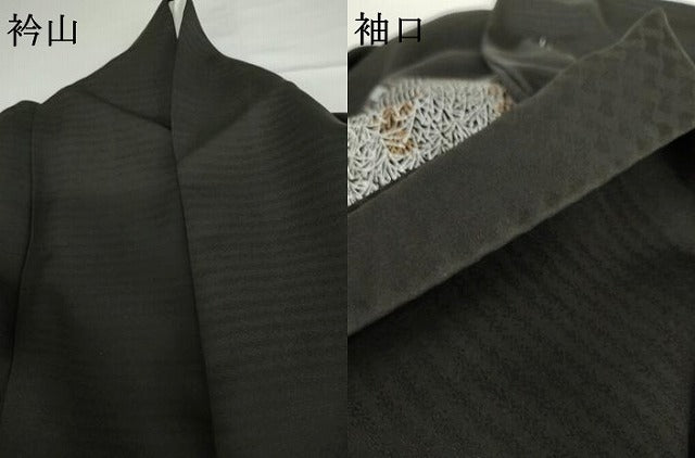平和屋着物●女優・吉永小百合 訪問着 風景枝葉文 黒地 正絹 逸品 AABG2730cs