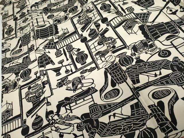 平和屋着物●上質な小紋 人物風景文 正絹 逸品 AABG2731cs