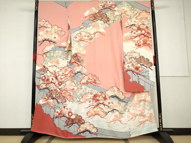 平和屋着物●豪華振袖 立波吉祥松文 暈し染め 金銀彩 正絹 逸品 AABG2733cs