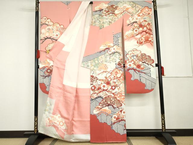平和屋着物●豪華振袖 立波吉祥松文 暈し染め 金銀彩 正絹 逸品 AABG2733cs