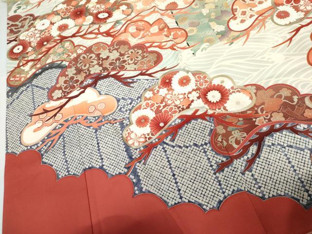 平和屋着物●豪華振袖 立波吉祥松文 暈し染め 金銀彩 正絹 逸品 AABG2733cs