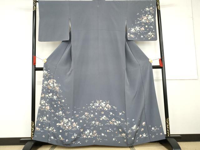 平和屋着物●訪問着 友禅 吹き寄せ花文 敷松葉 正絹 逸品 AABG2734cs