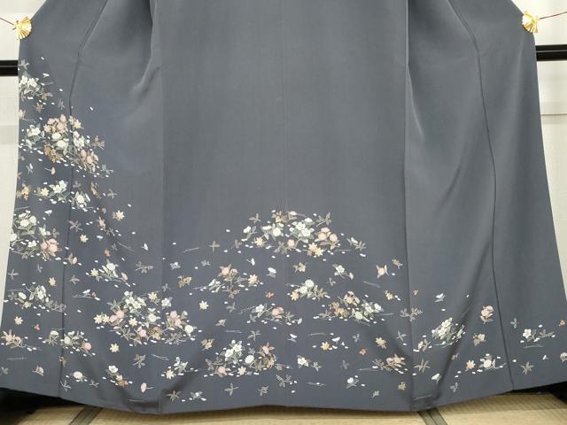 平和屋着物●訪問着 友禅 吹き寄せ花文 敷松葉 正絹 逸品 AABG2734cs