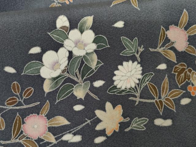 平和屋着物●訪問着 友禅 吹き寄せ花文 敷松葉 正絹 逸品 AABG2734cs