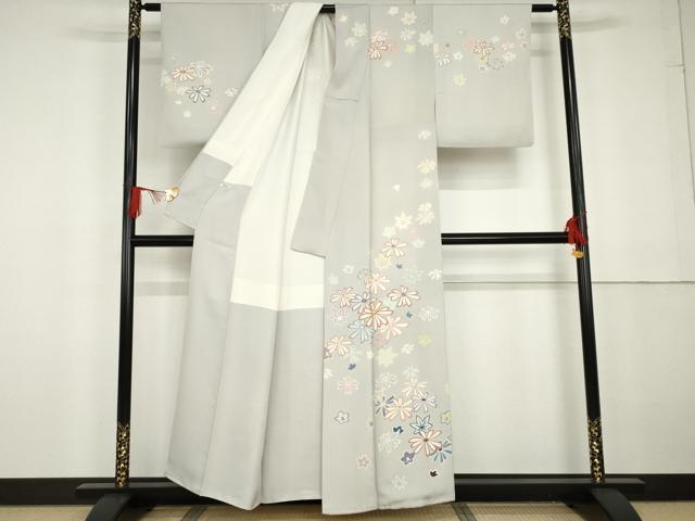 平和屋着物●訪問着 友禅 駒刺繍 舞花文 金彩 正絹 逸品 AABG2742cs