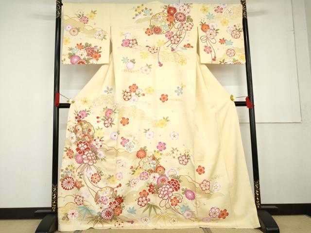 平和屋着物●訪問着 吉祥雪輪草花文 金彩 正絹 逸品 AABG2746cs