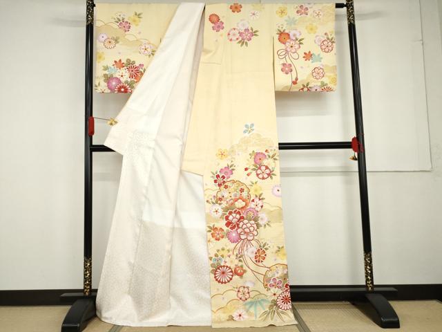 平和屋着物●訪問着 吉祥雪輪草花文 金彩 正絹 逸品 AABG2746cs