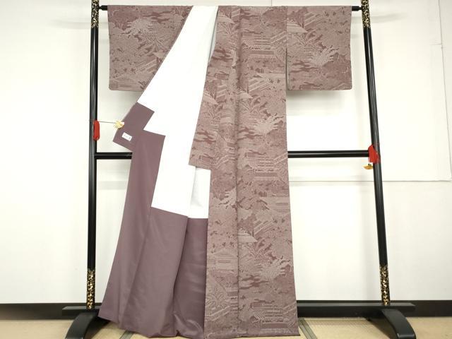 平和屋着物●洗える最高級着物 <英>はなぶさ謹製 小紋 風景文 鬼しぼ縮緬 AABG2751cs