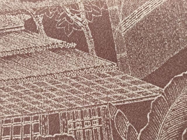 平和屋着物●洗える最高級着物 <英>はなぶさ謹製 小紋 風景文 鬼しぼ縮緬 AABG2751cs