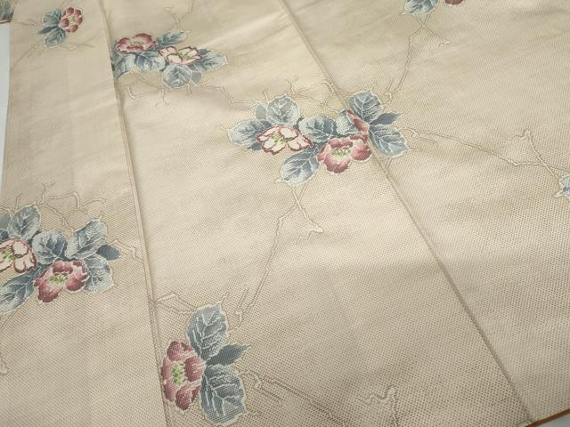 平和屋着物●本場大島紬 白大島 カタス7マルキ 総絣 草花文 正絹 逸品 AABG2752cs