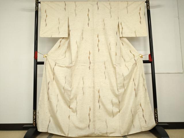 平和屋着物●ぜんまい紬 幾何学文様 正絹 逸品 AABG2756cs