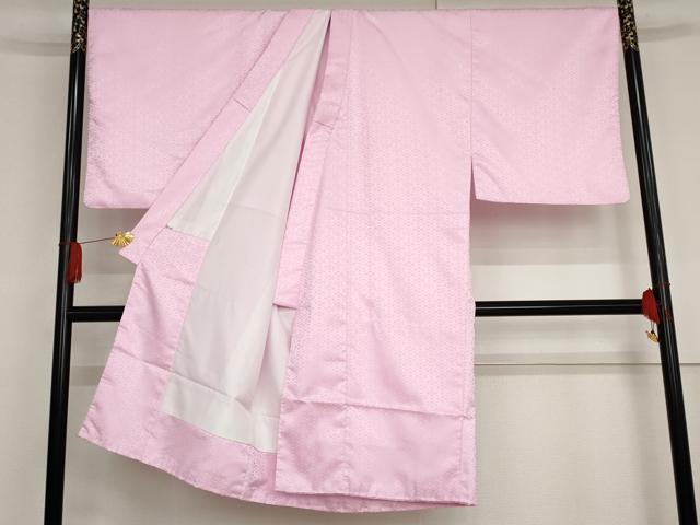 平和屋着物●男性 色紋付・羽織セット 菱地紋 色無地 桃花色 キングサイズ 洗える着物 AABG2765cs