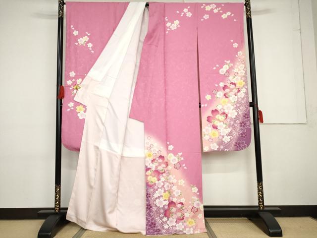 平和屋着物●豪華振袖 舞花文 暈し染め 正絹 逸品 AABG2769cs