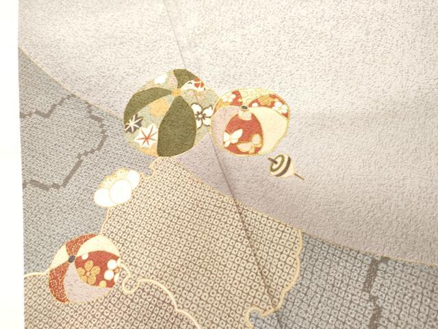 平和屋着物●訪問着 駒刺繍 雪輪玩具文 暈し染め 金彩 正絹 逸品 AABG2771cs