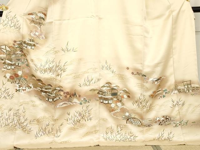 平和屋着物●訪問着 駒刺繍 茶屋辻 暈し染め 金彩 さが美扱い ロング丈 正絹 逸品 未使用 AABG2775cs