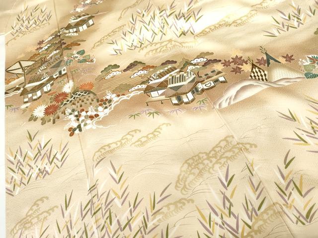 平和屋着物●訪問着 駒刺繍 茶屋辻 暈し染め 金彩 さが美扱い ロング丈 正絹 逸品 未使用 AABG2775cs