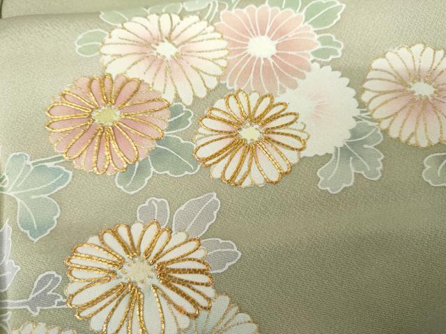 平和屋着物●訪問着 友禅 駒刺繍 枝花船文 金彩 正絹 逸品 AABG2794cs