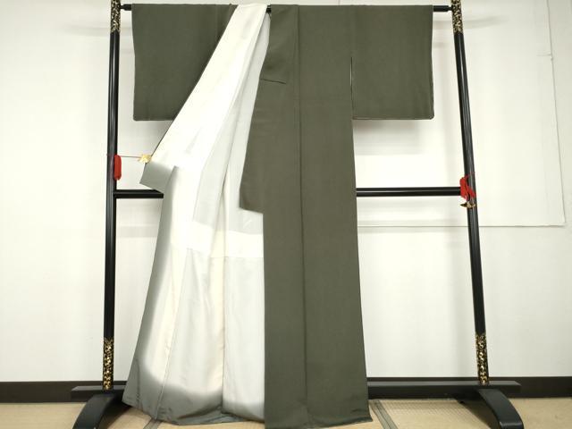 平和屋着物●上質な色無地 青鈍色 鬼しぼ縮緬 正絹 逸品 AABG2795cs