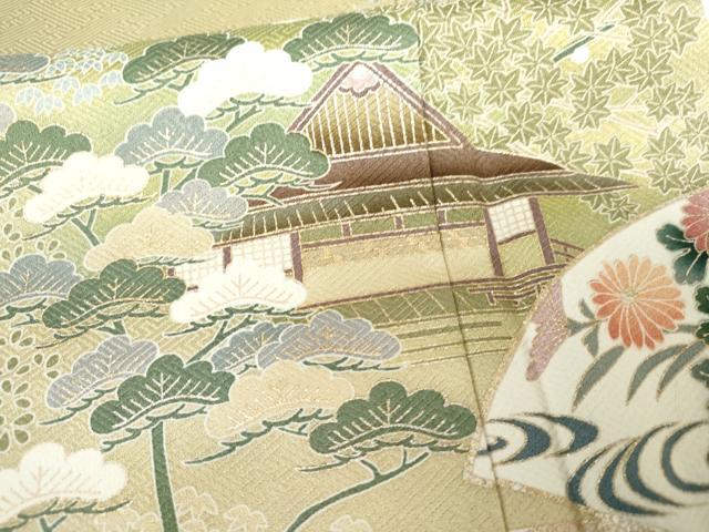 平和屋着物●訪問着 地紙風景花文 金銀彩 正絹 逸品 AABG2798cs